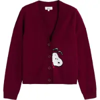 Chinti & Parker Cardigan 'Snoopy Peekabow' bordeaux / sort / hvid