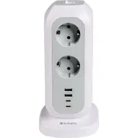 Verbatim EUPT-01 EU Power Tower strømskinne 11xAC 2xUSB 2xUSB-C