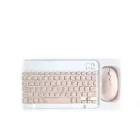 INF Bluetooth-tastatur og -musesæt - 10 tommer genopladeligt trådløst tastatur og musesæt med etui (pink)