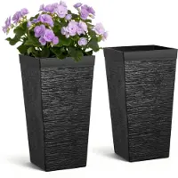 Vevor Høje Plantekasser Sæt med 2, 580 mm Store Udendørs Koniske Plantekasser til Udendørs Stueplanter, Veranda Plastik Moderne Blomsterpotter med Hjul, Indvendig Potte og Drænhuller til Terrasse, Hav