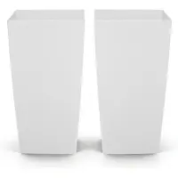 Vevor Høje Plantekasser Sæt med 2, 750 mm Store Udendørs Koniske Plantekasser til Udendørs Stueplanter, Veranda Plastik Moderne Blomsterpotter med Hjul, Indvendig Potte og Drænhuller til Terrasse, Hav