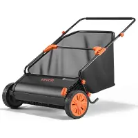 Vevor Push-græsfejer, 76,2 cm blad- og græsopsamler med 12 cu. ft. beholderpose, justerbar børstehøjde og roterende børster, kraftig havefejer med gummihjul til oprydning af blade og græs