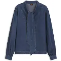 BOSS Skjorte med denimlook og tørklædedetalje