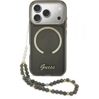GUESS iPhone 17 Pro IML Glitter Script Rem Cover - MagSafe-kompatibelt - Sort