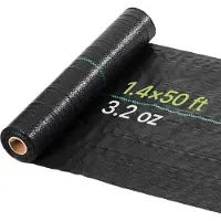 Vevor Ukrudtsspærrestof Kraftigt, 1,4x50FT 3,2oz Landskabsstof, Vævet ukrudtsspærrestof, Havestoffer Ukrudtsspærre, Ukrudtsbekæmpelse Bunddække, Geotekstil, Havemåtte, Sort