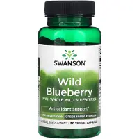 Swanson Health , Vild Blåbær med hele Vilde Blåbær, 250 mg, 90 Veggie Capsuler