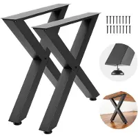Vevor Bordben, 750 x 790 mm (H x B) Stålmøbelben, Modulært design, Nem montering, 1000 kg maks. belastning, kraftig, til hjemmekontorbord, sofabord, barbord, arbejdsbænk, 2 stk., X-ramme, sort