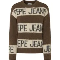 Pepe Jeans Pepe Jeanstil kvinder. PL702226 Helmi brunstribet strikket trøje (M), Casual, Polyester