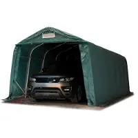 TOOLPORT 3,3x7,2m, Garagetelt, PVC-teltdug, mørkegrøn, med statikpakke (beton undergrund)
