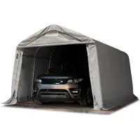 TOOLPORT 3,3x4,8m, Garagetelt, PVC-teltdug, grå, med statikpakke (blød undergrund)