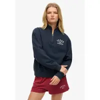 Superdry Superdrytil kvinder. W2012541A Athletic Essential-sweatshirt med halv lynlås, marineblå (XL), Casual, Bomuld