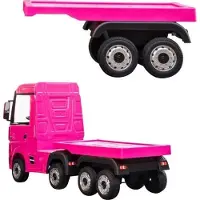 Lean cars Vaikiškas Mercedes-Benz Actros sunkvežimis su puspriekabe, rožinis
