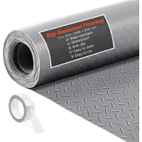 Vevor Garagegulvrulle, 2,28 x 6,1 m garagegulvmåtte, 2,2 mm fortykket PVC diamantplade gulvbeskyttermåtte med dobbeltklæbende tape, skridsikker, nem at rengøre til lager, fitnesscentre, sølvgrå