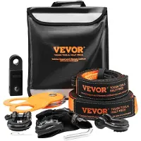 Vevor Off-Road Recovery Kit, 3" x 30', Heavy Duty Winch Recovery Kit med 30000 lbs trækstropper, 44092 lbs D-ring sjækler, sjækle modtager, Snatch Block Pulley, Handsker, opbevaringstaske til ATV Jeep