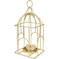 Home Styling Collection lanterne/lysholder til tealight, metal, guld, fuglebur
