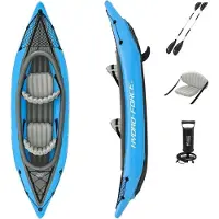 Bestway 65131, Oppustelig kajak, 2 person(er), 180 kg, ISO 6185, Sort, Blå, 2 sæde(r)