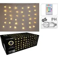 Christmas Decoration Julelys julegardin udend/indend 144 LED 120x120 cm med fjernbetjening varm hvid
