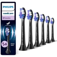 Philips Sonicare S2 Sensitive HX6056 - Ekstra tandbørstehoved - til tandbørste - sort (pakke med 6)