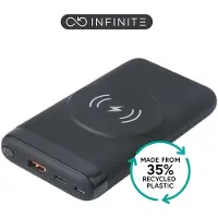 ESTUFF INFINITE - Trådløs power bank - magnetic charging - Li-pol - 10000 mAh - 37 Wh - 20 Watt - 3 A - PD, QC 3.0 - 2 output-stikforbindelser (USB Type A, 24 pin USB-C) - sort