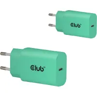 Club 3D CAC-3024 - Strømforsyningsadapter - 30 Watt - 3 A - PD 3.0 (24 pin USB-C) - grøn (pakke med 2)