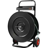 Vevor Båndomsnøringsvogn, egnet til PET/PP/Polyester-omsnøringsspoler med 20,3/40,6 cm kernestørrelse, kraftig omsnøringsdispenser udstyret med opgraderet bremsesystem, indbygget rummelig bakke til væ