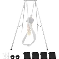 Vevor Yogastativramme, 3m længde gyngestativ, maks. 250 kg belastning, trekantet struktur, luftstativer i silke til yogaentusiaster, skridsikker base, letvægts, aftageligt design