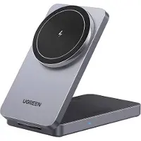UGREEN 2-i-1 Magnetisk Trådløs Oplader Hvid