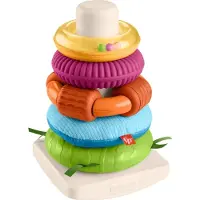 Fisher-Price Baby Toy Sensory Rock-A-Stack Rings med fine motoriske aktiviteter til udviklingsspil for spædbørn i alderen 6 måneder