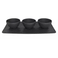 Villeroy & Boch Manufacture Rock dipskål 3 stk. med bakke Sort