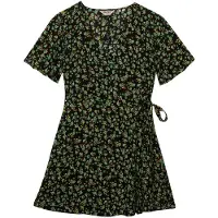 Superdry Superdrytil kvinder. W8012086A Mini Swing Wrap Dress sort (S), Casual, Viscose, Korte ærmer
