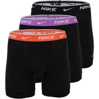Nike Boxershorts Essential Cotton Stretch 3-pak - Sort/lilla/orange, størrelse Small