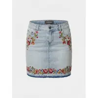 KOROSHI Nederdel blue denim / lysebrun / oliven / knaldrød