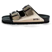 Bayton Pantoletter 'JANNY' guld / sort
