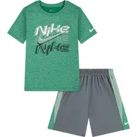 Nike Shortssæt - T-Shirt/Shorts - Dri-Fit - Smoke Grey/Grøn m. P - - 6 år (116) - Shorts