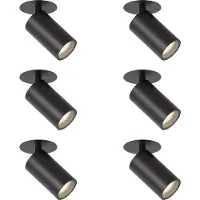 QAZQA Sæt med 6 moderne indbygningsspots sort GU10 50mm IP44 - Chels