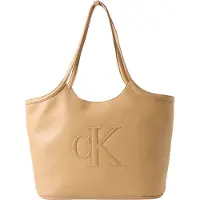 Calvin Klein Shopper 'Contrast Monogram Tote' cappuccino
