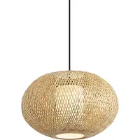 QAZQA Japandi Pendellampe Bambus 50cm IP44 - Moana