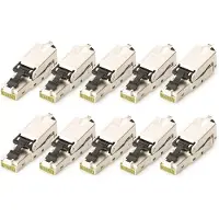 Digitus - Netværk-konnektor - RJ-45 (han) - STP - 5 - 9 mm - CAT 6a - IEEE 802.3at - støvhette, 10 Gigabit Ethernet, PROFINET (pakke med 10)