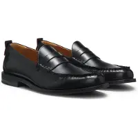 HUGO Penny loafers med kant i børstet læder