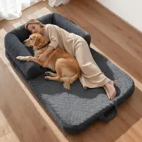 Vevor Hundeseng til Mennesker, 1790 x 950 x 240 mm Ortopædisk Hundeseng i Memory Foam til Mennesker, Hundesenge med Sidelomme, Håndtag og Lynlås, Aftagelige Maskinvaskbare Hundesenge til Mennesker, Mø