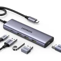 24hShop 5-in-1 USB-C to 3*USB.3.0+HDMI Hub with USB-C Power Supply