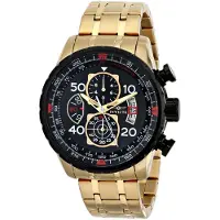 Invicta Herreur 17206 Aviator Sort/Guldtonet stål Ø48 mm