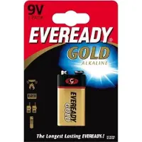 Energizer Eveready Gold, Engangsbatteri, 9V, Alkaline, 9 V, 1 stk, Sort, Guld