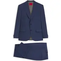 HUGO Slim fit jakkesæt i tre dele i poplin af uldblanding