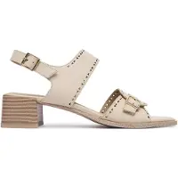 Caprice Heeled sandal, white, made of Leather with Trapeze heel, Size 42