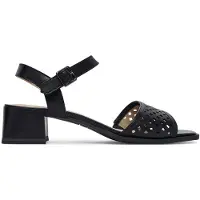 Caprice Heeled sandal, black, made of Leather with Trapeze heel, Size 42