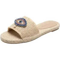 South Beach Pantoletter 'Evil Eye' beige / blå