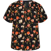 Zizzi Bluse 'Caanni' beige / oliven / orange / sort