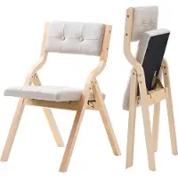 Vevor Træklapstole med hynde, Sæt med 2, Bærbar Sammenklappelig Hyndestol med Træramme, Moderne Polstret Spisestol til Køkken, Kontor, Bryllup, Fest, Spisestue, Nem Montering, Beige