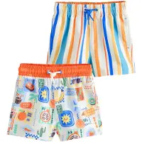 Next Badeshorts blå / pastelgrøn / lyseorange / naturhvid